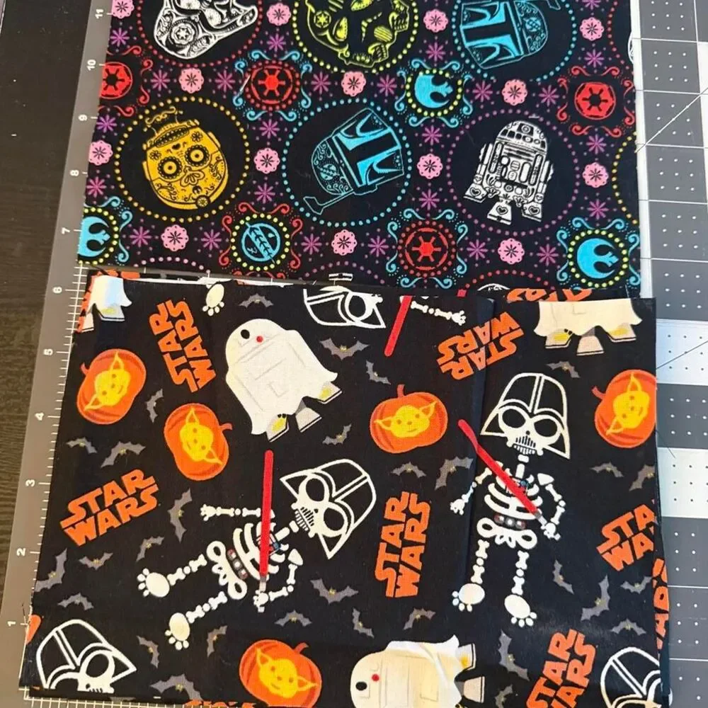 Star Wars Halloween Fabric Scrap Bundle 5 Pieces 9x6 Cotton Quilting Craft Lot